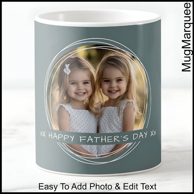 Mall Foto Meddelande Minne Pappa Grå C13 Kaffemugg (Skapare uppladdad)