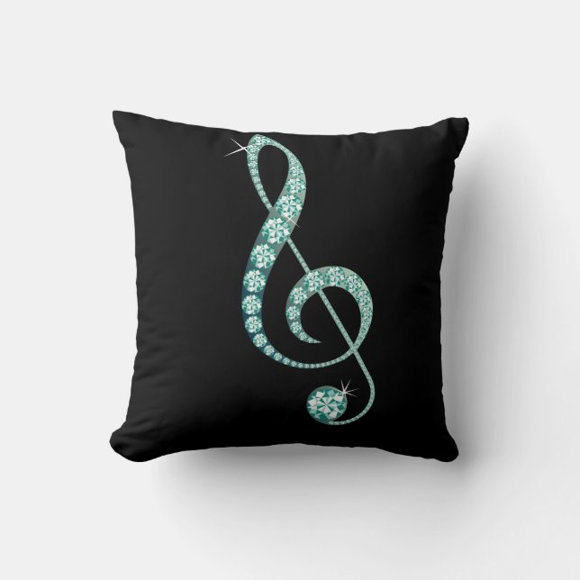 Mall-Guld Music Note Pillow med diamanter Kudde (Framsida)