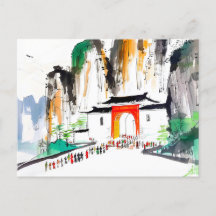 Mall med människor i bergslandskapet