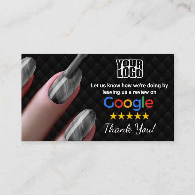Mall med Nail-salon Google-granskningskort med QR Visitkort (Framsida)