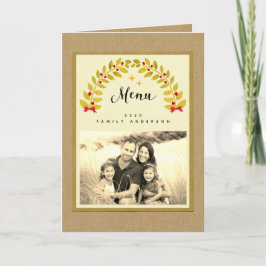 Mall-menyn för rustichristmas-middag party kort