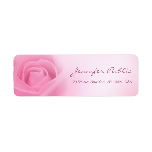Mall Modern Rosa Ros Handskriven Skrift Returadress Etikett (Framsidan)