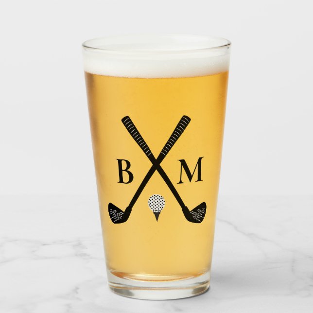 Mall Monogram Initial Golfklubb Pappa Öl  Glaskopp (Framsida fylld)