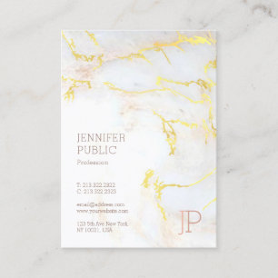 Mall över modern Elegant i Guld Marble Monogram Visitkort