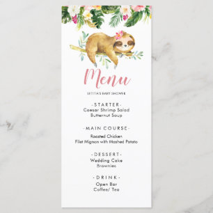 Mall på menyn Tropical Girl Sloth Baby Shower