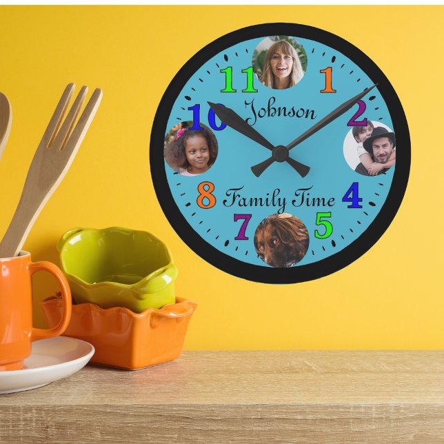 Mall Personlig Familjefoto modern Rund Klocka (Family Clock)