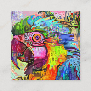 Mall S för konstgjord tropisk Vild Parrot Porträ Fyrkantigt Visitkort