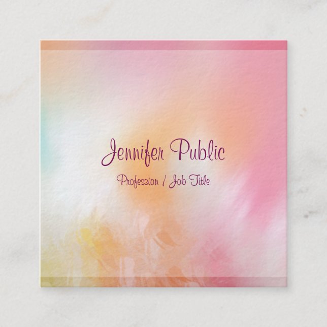 Mall Trend för modern färgstark Abstrakt Fyrkantigt Visitkort (Framsida)