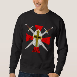 Mallar Crusader Knight Kor Code Symbol Medieva Lång Ärmad Tröja