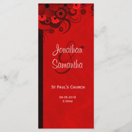 Mallar för Bröllopsprogram av vita och röda Blommi