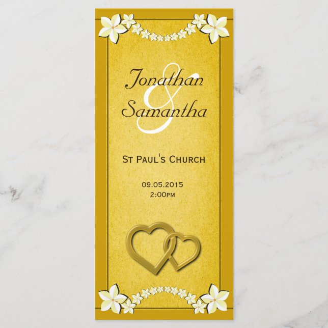 Mallar för Bröllopsprogrammet Rustic Guld Blommigt (Framsida)