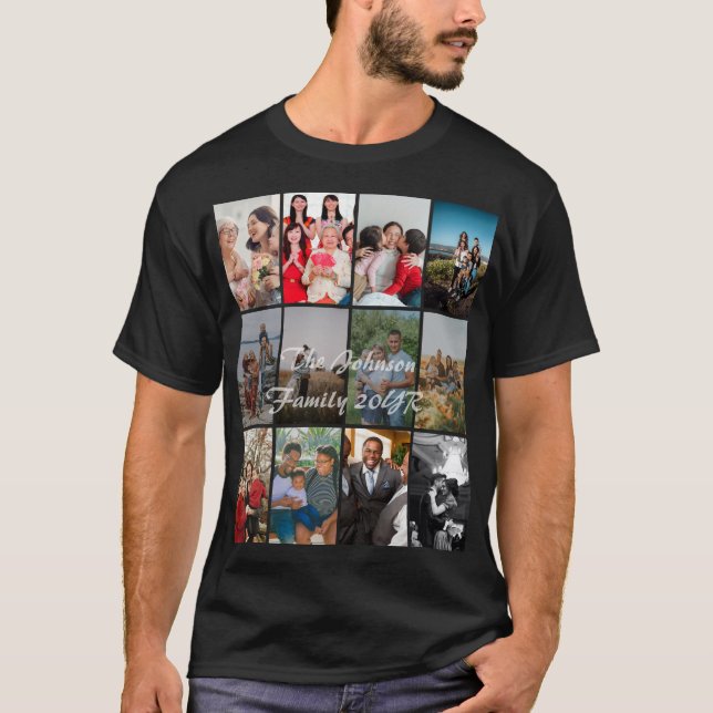 Mallar för fotominnescollage för far- och morföräl t shirt (Framsida)