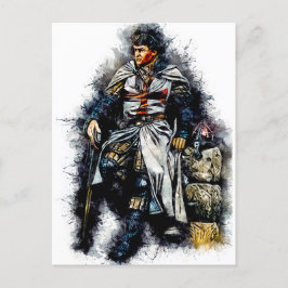 Mallar Knight / crusader / Watercolor Art Vykort