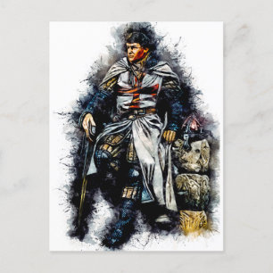 Mallar Knight / crusader / Watercolor Art Vykort