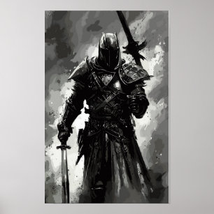 Mallar Knight The crusader/abstrakt warrien Poster