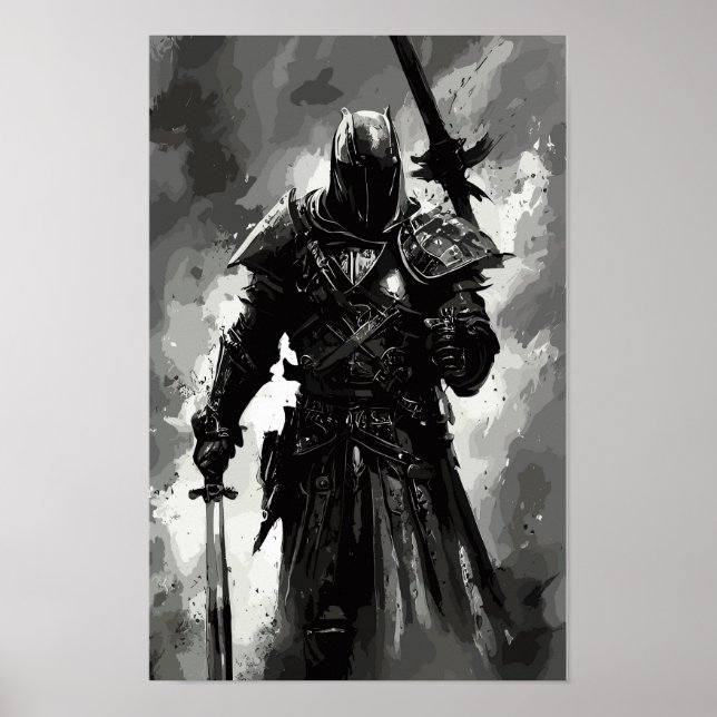 Mallar Knight The crusader/abstrakt warrien Poster (Framsidan)