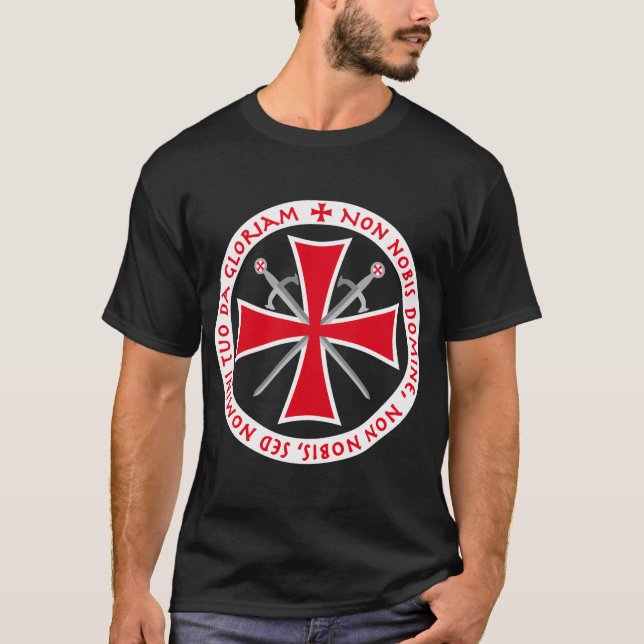 Mallar Kor non Nobis Domine Crusader Knight's T Shirt (Framsida)