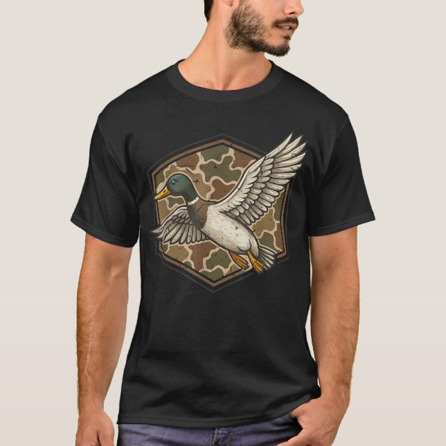 Mallard Andejaktskamouflage Unga Pojkar Män T Shirt (Framsida)