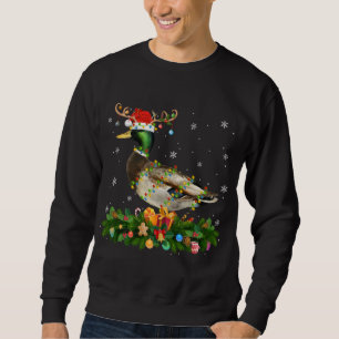 Mallard Anka Älskare Reindeer Santa Hat Mallard Ch Lång Ärmad Tröja