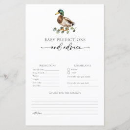 Mallard Anka Baby Predictions and Advice Card
