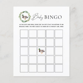 Mallard Anka Baby Shower Baby Bingo Game Card