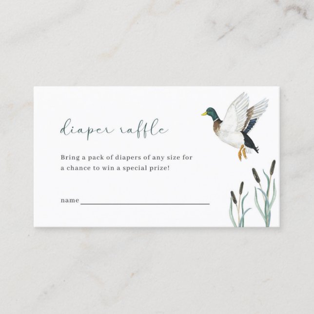 Mallard Anka Baby Shower Diaper Raffle Card Visitkort (Framsida)