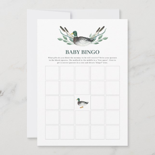 Mallard Anka Baby Shower Game Baby Bingo Game (Framsida)
