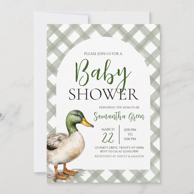 Mallard Anka Baby Shower Inbjudningar (Framsida)