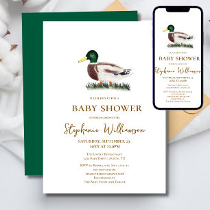 Mallard Anka Baby Shower Inbjudningar