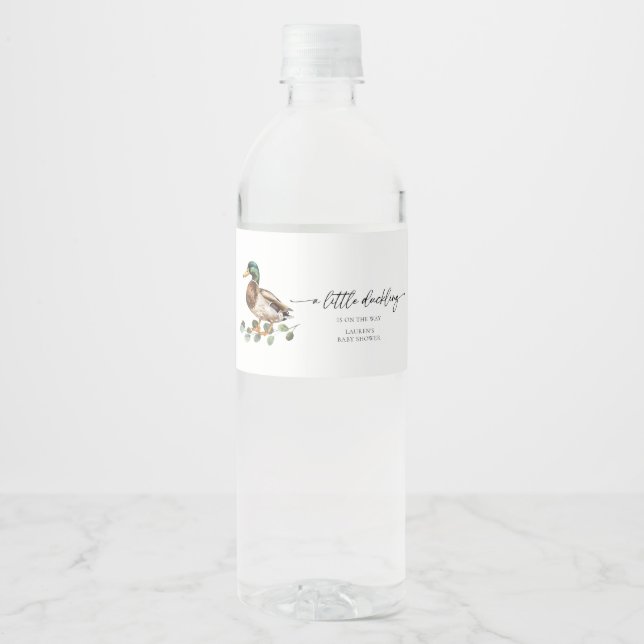 Mallard Anka Baby Shower Vattenflaskor Etikett (Framsida)