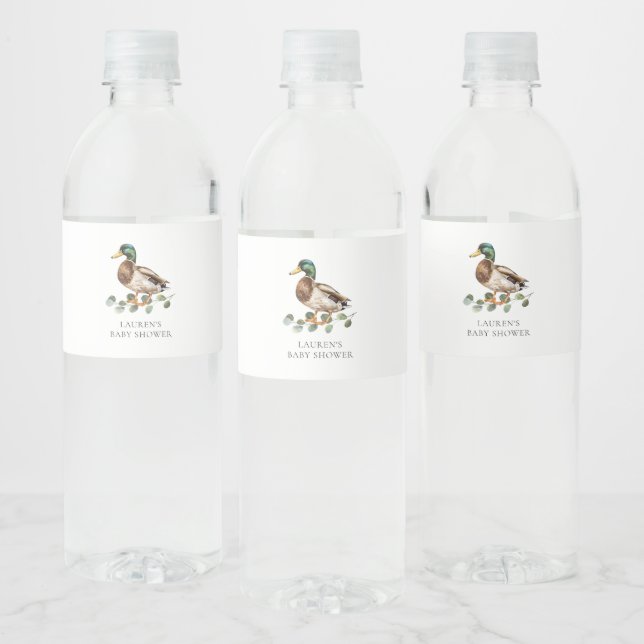 Mallard Anka Baby Shower Vattenflaskor Etikett (Flaskor)