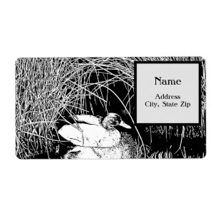 Mallard Anka Bland Reeds Black and White Natature Fraktsedel