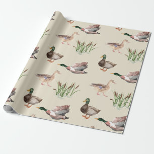 Mallard Anka Drake och Hen Wrapping Papper Presentpapper