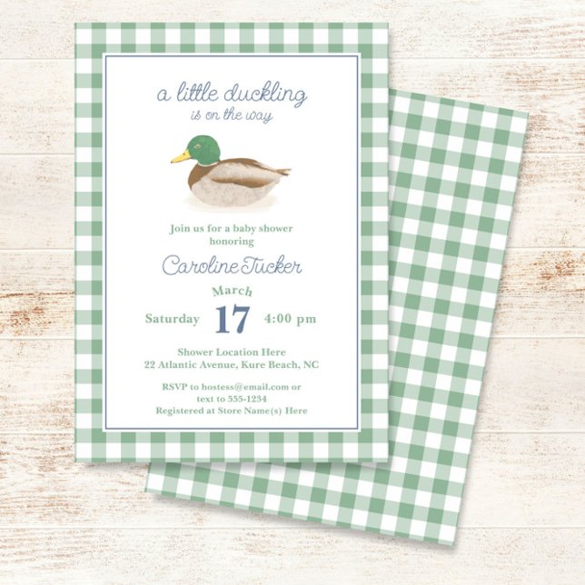 Mallard Anka Duckling Land Hunting Baby Shower Inbjudningar (Skapare uppladdad)