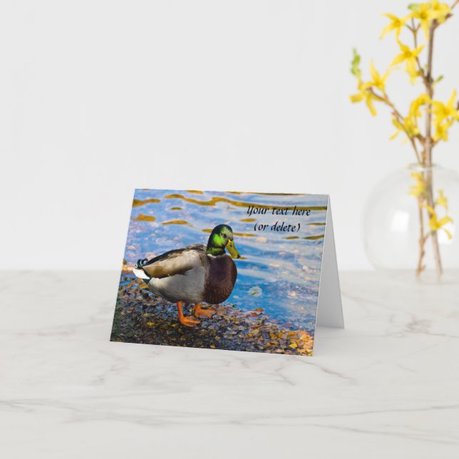 Mallard Anka Greeting-kort Kort (Gul blomma)