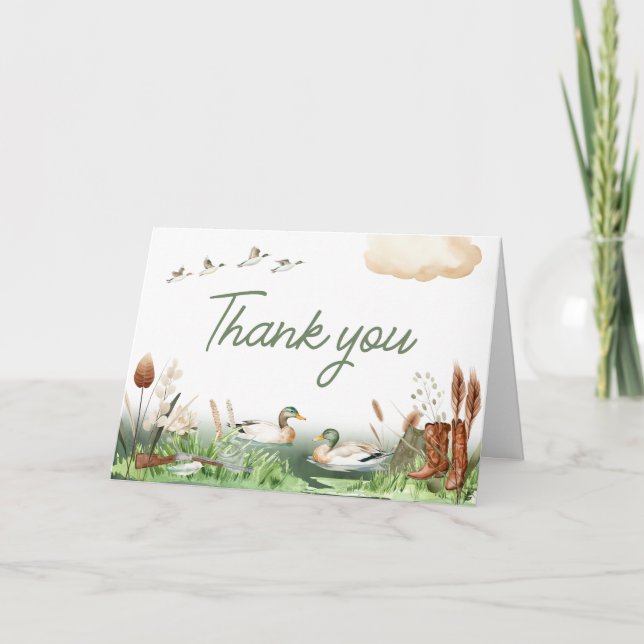 Mallard Anka Hunting Baby Shower Tack Kort (Framsida)