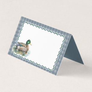 Mallard Anka Hunting Blue Gingham Boy PlaceCard Kort