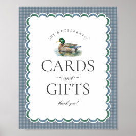 Mallard Anka Hunting Blue Gingham Cards & Gifts Poster