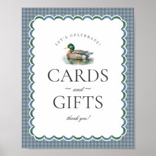 Mallard Anka Hunting Blue Gingham Cards & Gifts Poster