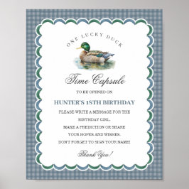 Mallard Anka Hunting Gingham Birthday Time Capsule Poster