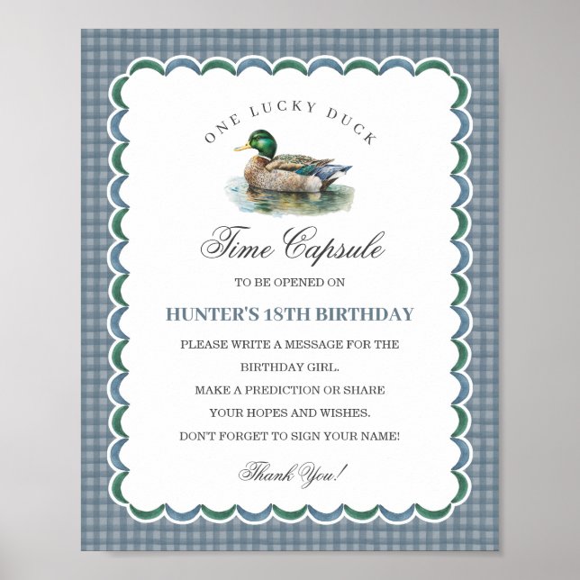 Mallard Anka Hunting Gingham Birthday Time Capsule Poster (Framsidan)
