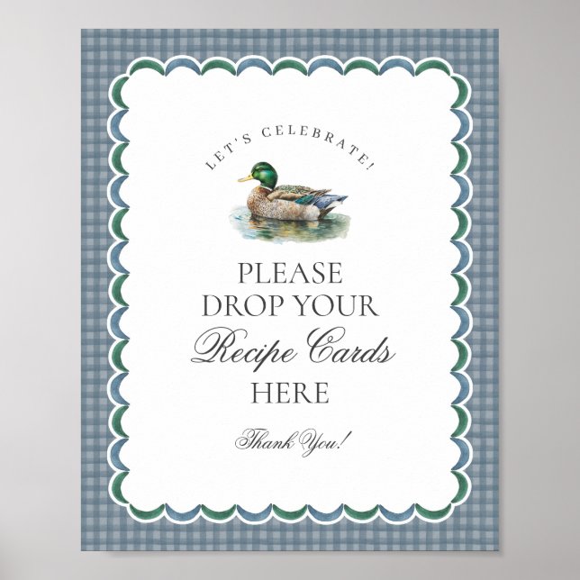 Mallard Anka Hunting Gingham  ett recept-tecken Poster (Framsidan)
