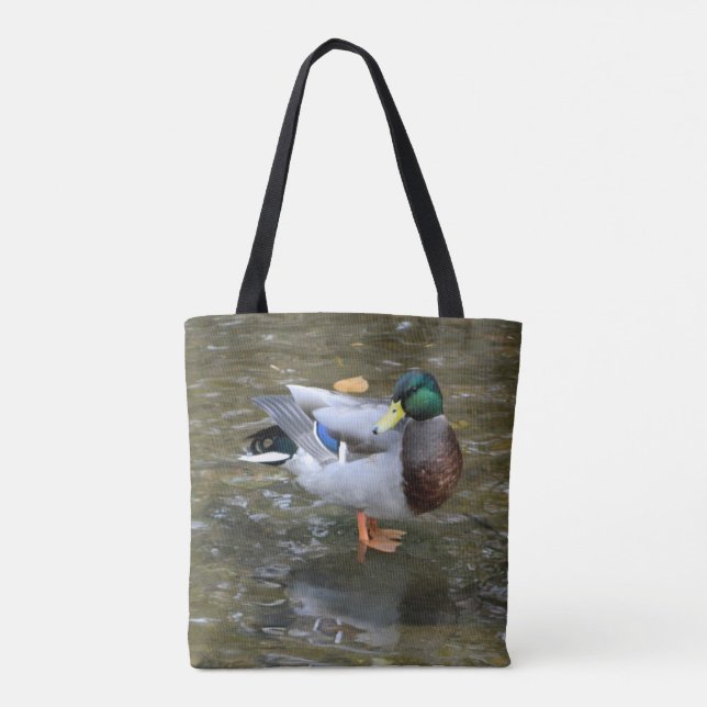 Mallard Anka i Bäck tryckt Tote Bag Tygkasse (Baksida)
