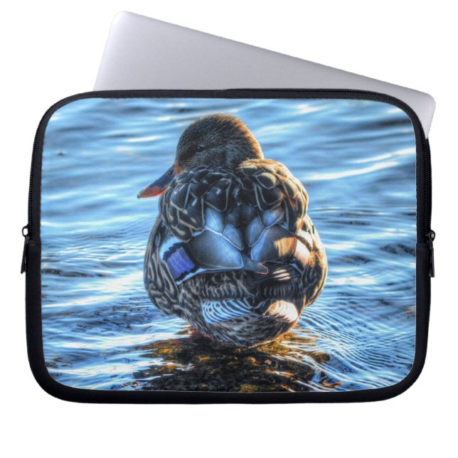 Mallard Anka i Winter River - Wildlife Photo Laptop Sleeve (Framsidan)