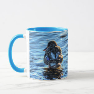 Mallard Anka i Winter River - Wildlife Photo Mugg