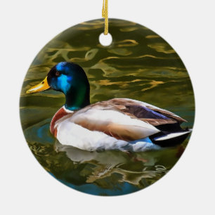Mallard Anka konstnärligt Porträtt Julgransprydnad Keramik