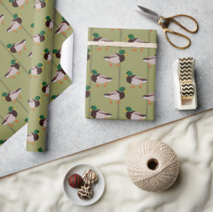 Mallard Anka med Oliv grönt Rand Presentpapper