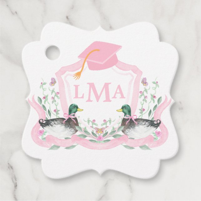 Mallard Anka Monogram Studenten Vapensköld Gåvor Etiketter (Framsida)