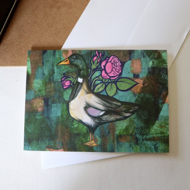 Mallard Anka Nature Älskare Ankor Artwork Rosa Kort (Skapare uppladdad)