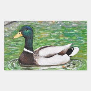 Mallard Anka Painting Rektangulärt Klistermärke